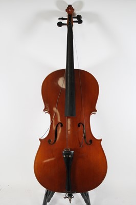 Lot 1387 - A student's cello, having a two-piece back and...