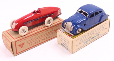 Lot 926 - Two boxed Triang Minic clockwork tinplate cars...