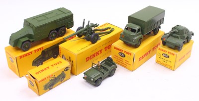 Lot 1343 - A Dinky Toys Group of five boxed military...