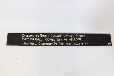 Lot 43 - Repainted railway destination board, white on...
