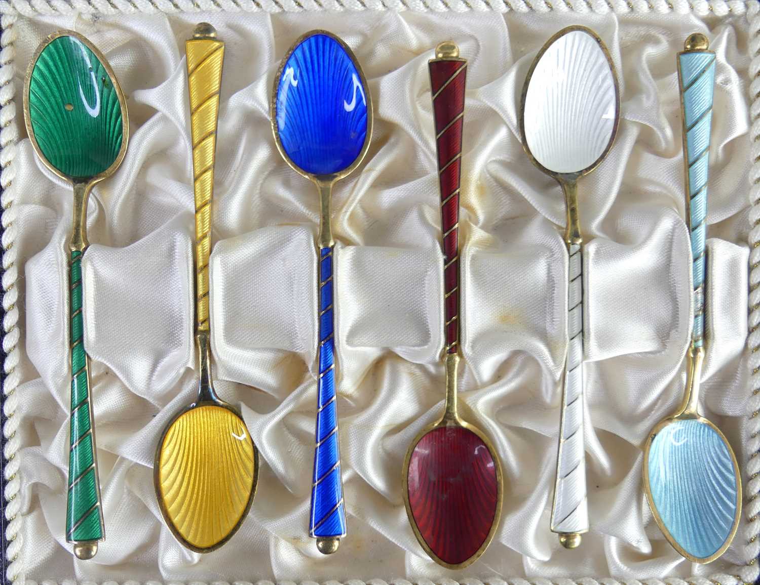 Lot 91 - A set of six Danish sterling silver gilt and...