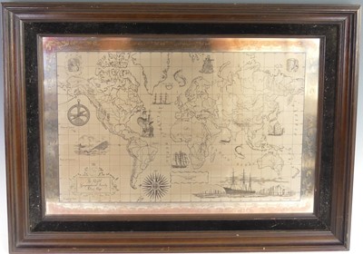Lot 108 - An Elizabeth II silver map of the world by...