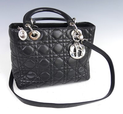 Lot 145 - Christian Dior - a black leather small 'Lady...