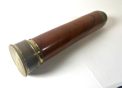 Lot 379 - A Brass and mahogany two drawer telescope,...