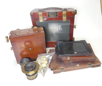 Lot 386 - A W. Butcher & Sons mahogany and brass plate...