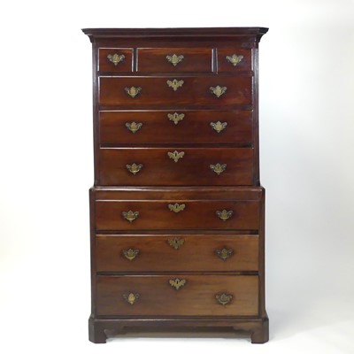 Lot 2546 - A George III mahogany chest-on-chest, the...