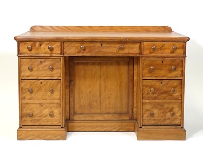 Lot 2530 - A 19th century satinwood kneehole desk by...