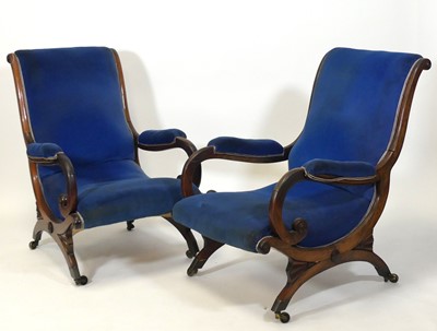 Lot 2541 - A pair of late Regency rosewood library...