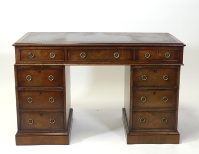Lot 2528 - A 19th century mahogany twin pedestal kneehole...