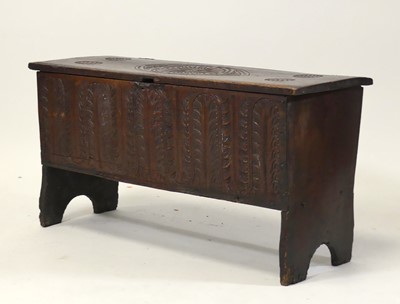 Lot 2499 - A 17th century oak six-plank coffer, the cover...