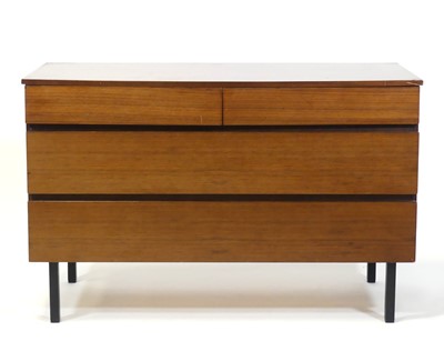 Lot 425 - A 1960s teak low side chest, fitted with two...