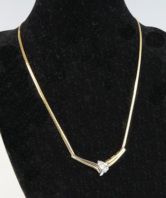 Lot 2661 - A yellow and white metal diamond wishbone...