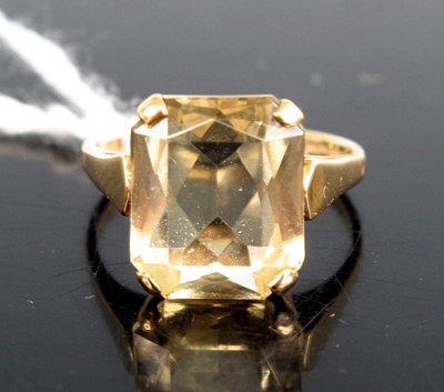 Lot 296 - A 9ct yellow gold and citrine single stone...