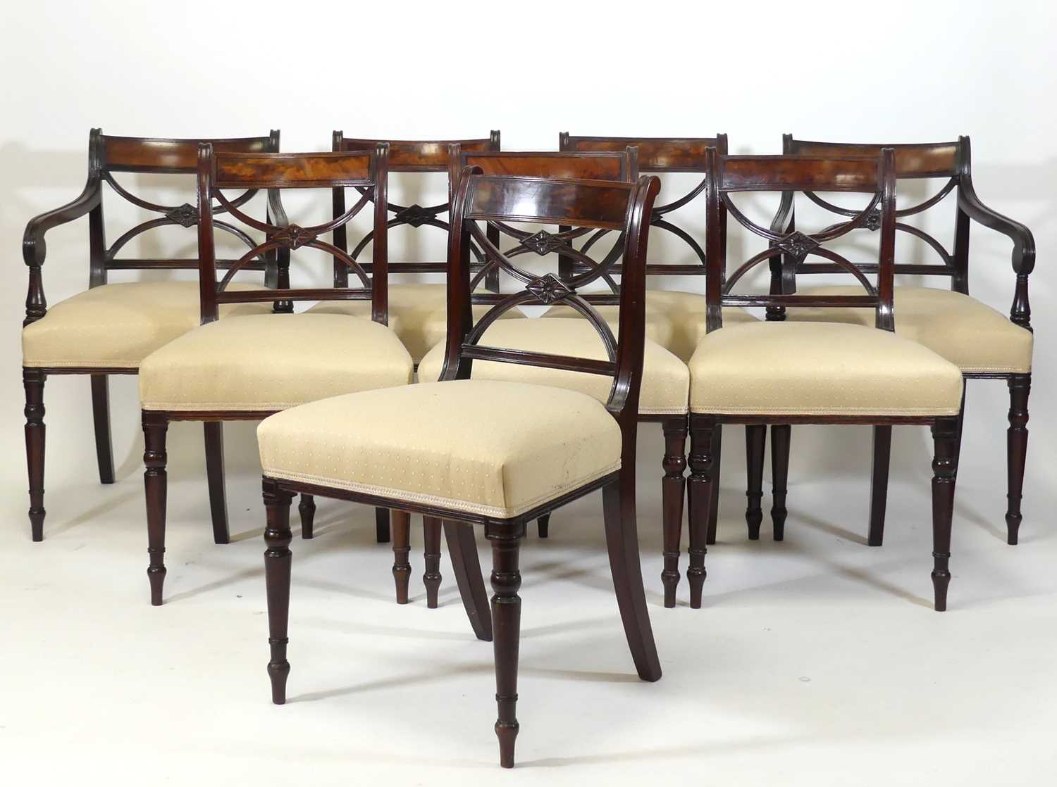 Lot 2504 - A set of eight late Georgian mahogany bar back...