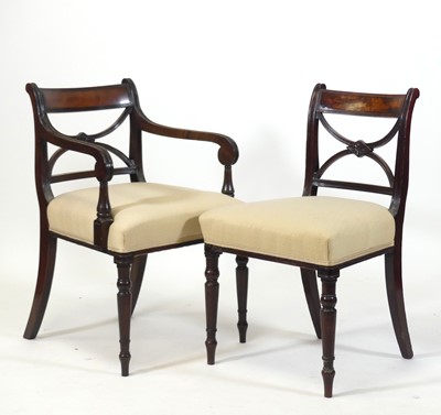 Lot 2504 - A set of eight late Georgian mahogany bar back...