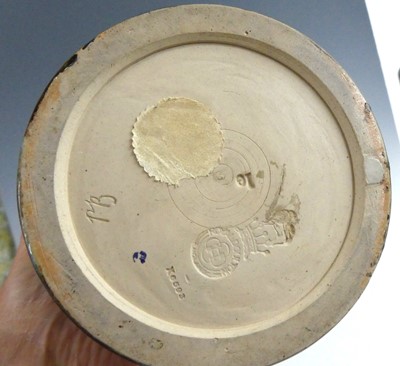 Lot 2077 - A pair of Royal Doulton stoneware cylindrical...