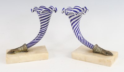 Lot 2403 - A pair of circa 1900 cornucopia vases, each in...