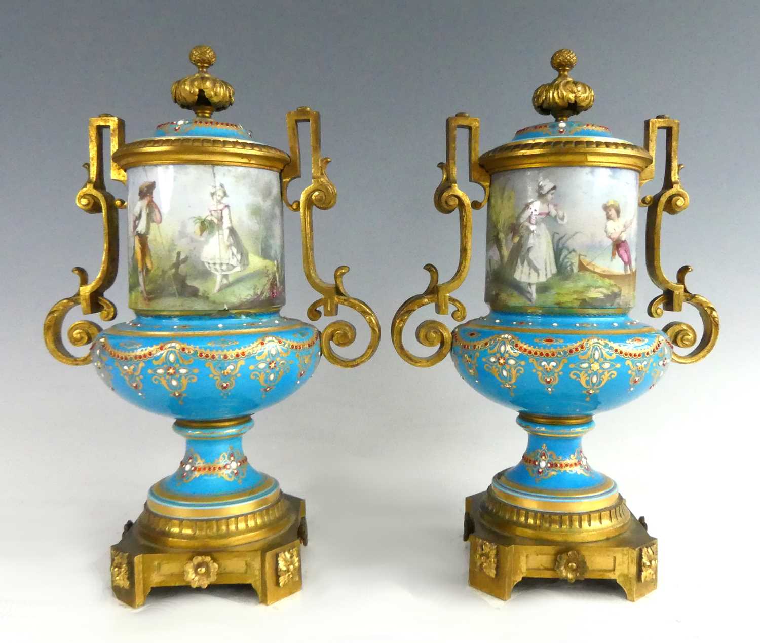 Lot 2054 - A pair of 19th century French porcelain and...
