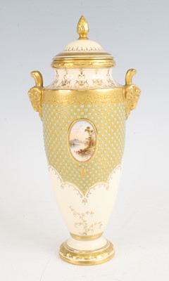 Lot 2053 - A Coalport porcelain pedestal vase and...