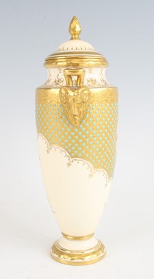 Lot 2053 - A Coalport porcelain pedestal vase and cover,...