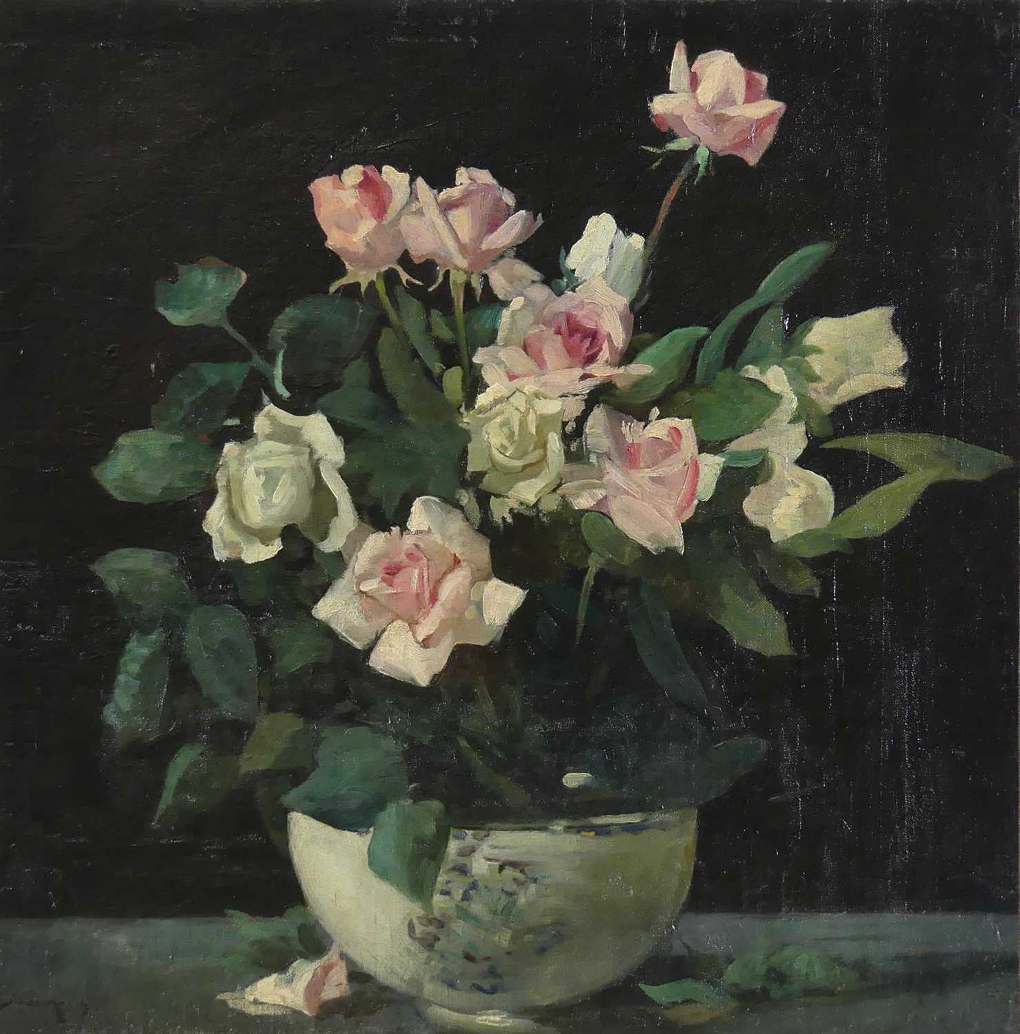 Lot 388 - William Lee Hankey (1869-1952) - Pink roses in...