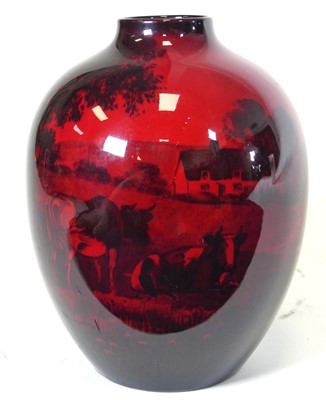 Lot 143 - Royal Doulton Flambe vase, of high shouldered...
