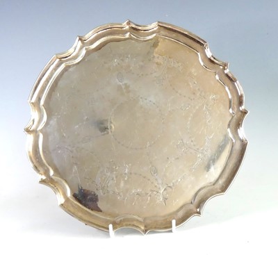 Lot 2192 - A George V silver salver, of shaped circular...