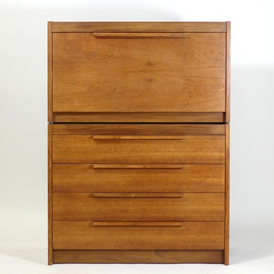 Lot 430 - A 1970s teak two-part modular unit, comprising;...