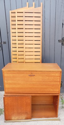 Lot 432 - A 1970s Ladderax teak twin bay wall unit,...