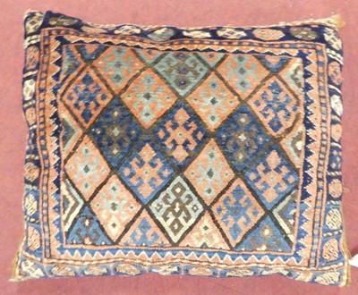Lot 1198 - A Jaf Kurdish saddle bag made into a cushion,...