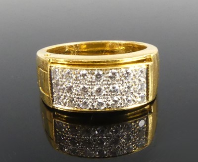 Lot 2305 - A yellow metal diamond 'opium' band ring,...