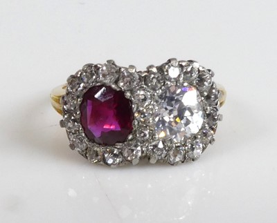 Lot 2265 - A yellow and white metal, ruby and diamond...