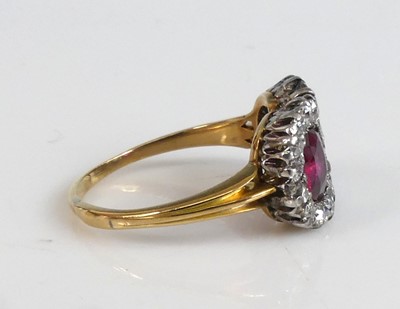 Lot 2265 - A yellow and white metal, ruby and diamond...