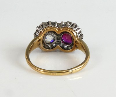 Lot 2265 - A yellow and white metal, ruby and diamond...