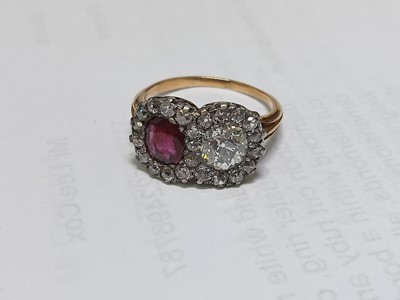 Lot 2265 - A yellow and white metal, ruby and diamond...