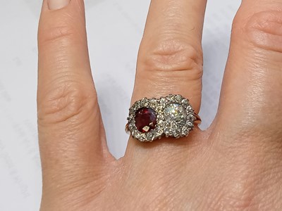 Lot 2265 - A yellow and white metal, ruby and diamond...