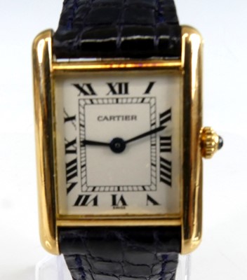 Lot 2371 - An 18ct yellow gold Cartier Tank Louis quartz...