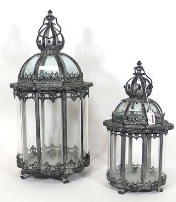 Lot 1 - A contemporary glazed pressed metal lantern,...