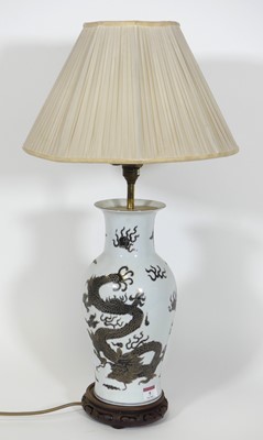 Lot 5 - A Chinese porcelain table lamp, enamel...