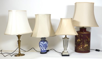 Lot 13 - A group of four table lamps, to include an...