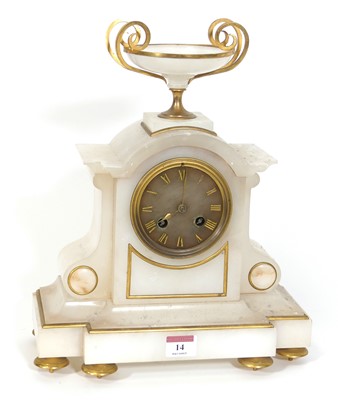 Lot 14 - A late 19th century French alabaster mantel...