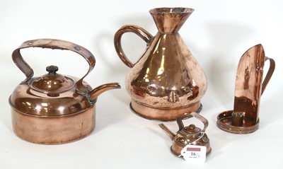 Lot 16 - A 19th century copper half-gallon jug, by...