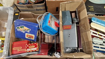 Lot 1508 - A tray of train related books and accessories,...