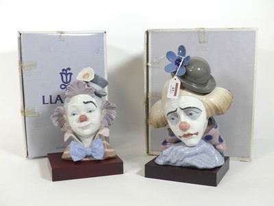Lot 43 - Two Lladro clowns head busts; 'Clown's Head...