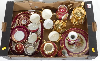 Lot 47 - A gilt decorated coffee service, decorated...