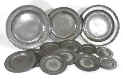 Lot 51 - A pair of 19th century pewter chargers,...