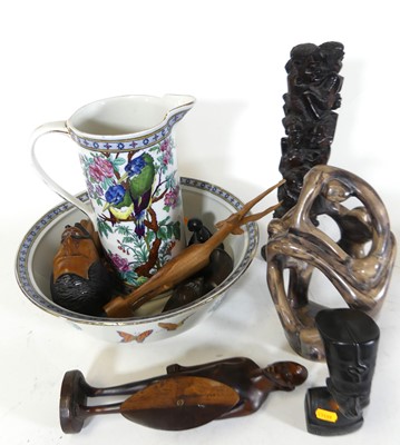 Lot 67 - An African carved hardwood figural totem,...