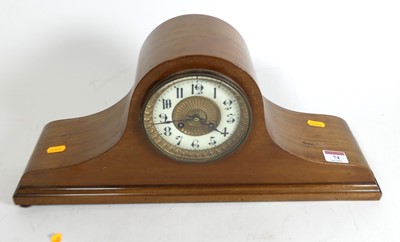 Lot 74 - A walnut Nelson's hat mantel clock, circa 1900,...