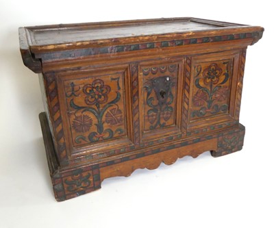 Lot 75 - An antique Swedish pine table-top chest,...
