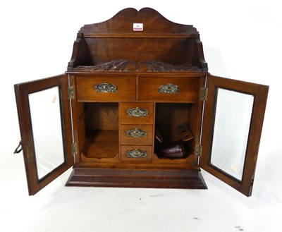 Lot 90 - A late Victorian oak hanging smoker's cabinet,...